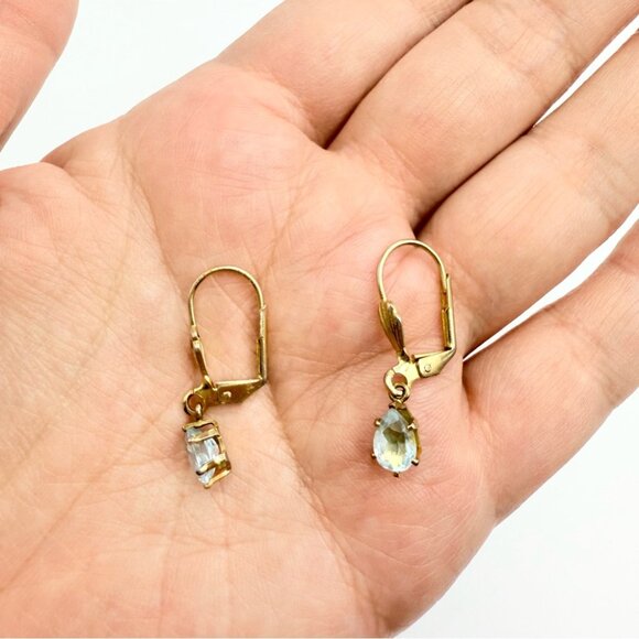 Blue Topaz Gold Vermeil Leverback Earrings - Picture 4 of 7